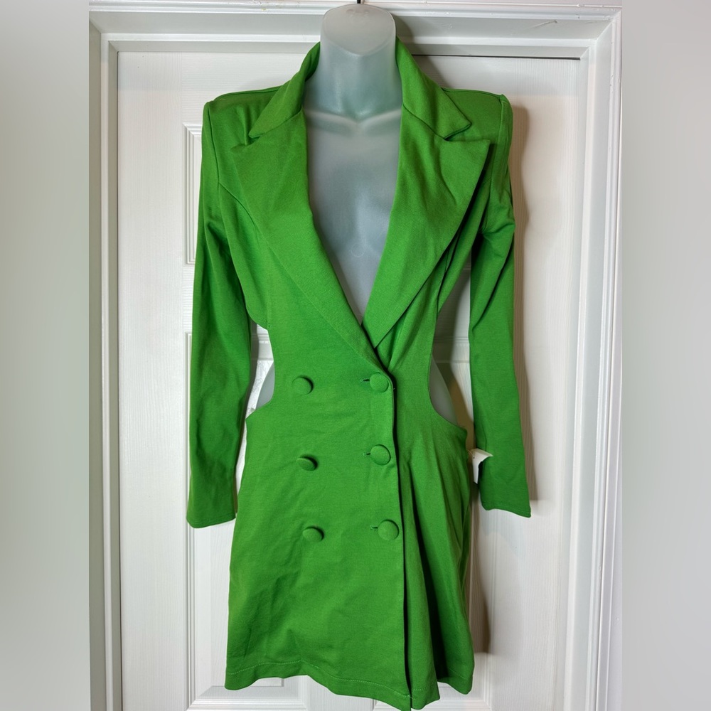 Green Cut Out Blazer Dress - Picture 2 of 9